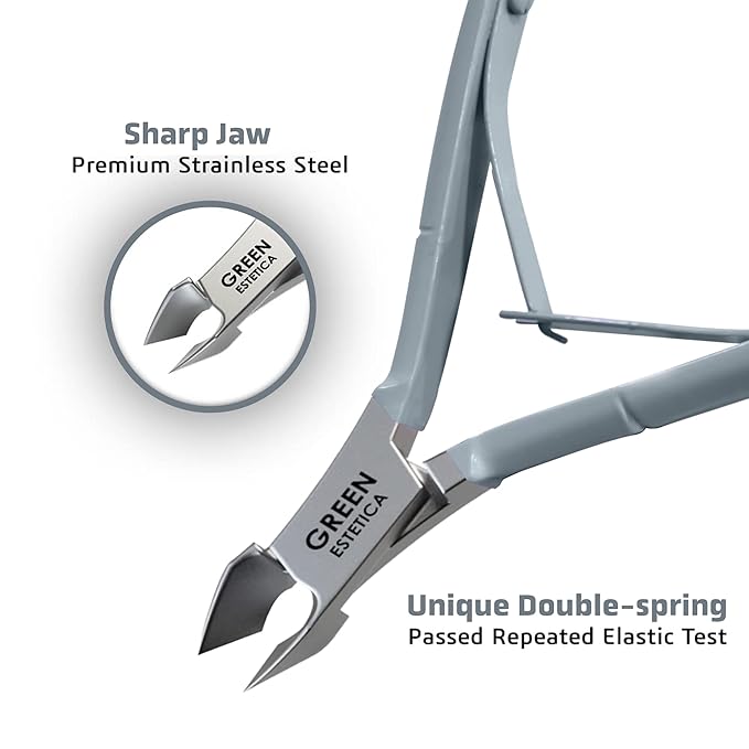 Professional Cuticle Trimmer Nail Cuticle Cutter Stainless Steel Cuticle Nippers with Sharp Blades of Cuticle Remover Clippers Manicure Tools Double Spring for Nail Care Pedicure Nail Tools (Gray)