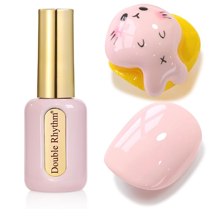 Double Rhythm 0.50 OZ Gel Polish Hema Free Same Color Same Bottle Golden Round Translucent Neutral Natural Milky 15 ML Jelly UV Polish Art DIY at Home (Nude Pink-C1332)