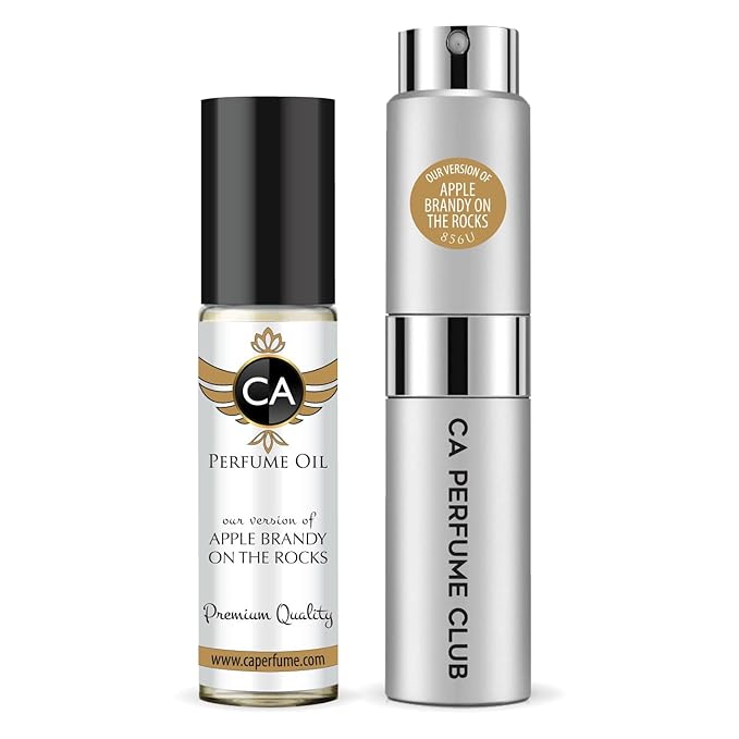 CA Perfume Duo Impression of Apple Brandy On The Rocks For Women And Men Perfume Layering Set Long Lasting Travel Size EDP + Body Oil Roll-On Bottle 0.27 Fl Oz+0.33 Fl Oz