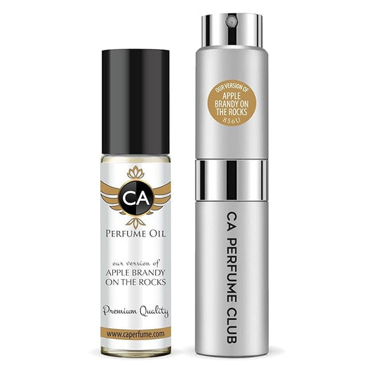 CA Perfume Duo Impression of Apple Brandy On The Rocks For Women And Men Perfume Layering Set Long Lasting Travel Size EDP + Body Oil Roll-On Bottle 0.27 Fl Oz+0.33 Fl Oz
