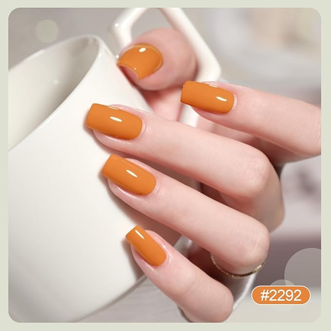 GAOY Pastel Yellow Spring Gel Nail Polish Set, 6 Colors Orange Soak Off UV Light Cure Gel Polish Kit for Salon and Nail Art DIY at Home