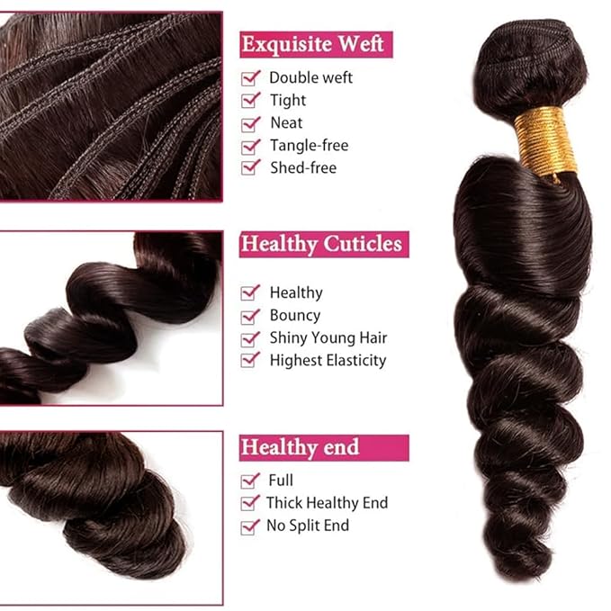 Brown Human Hair Bundles #4 Loose Wave Bundles Human Hair 18 20 22 inch #4 Loose Body Wave Bundle Brazilian 8A Dark Brown Color