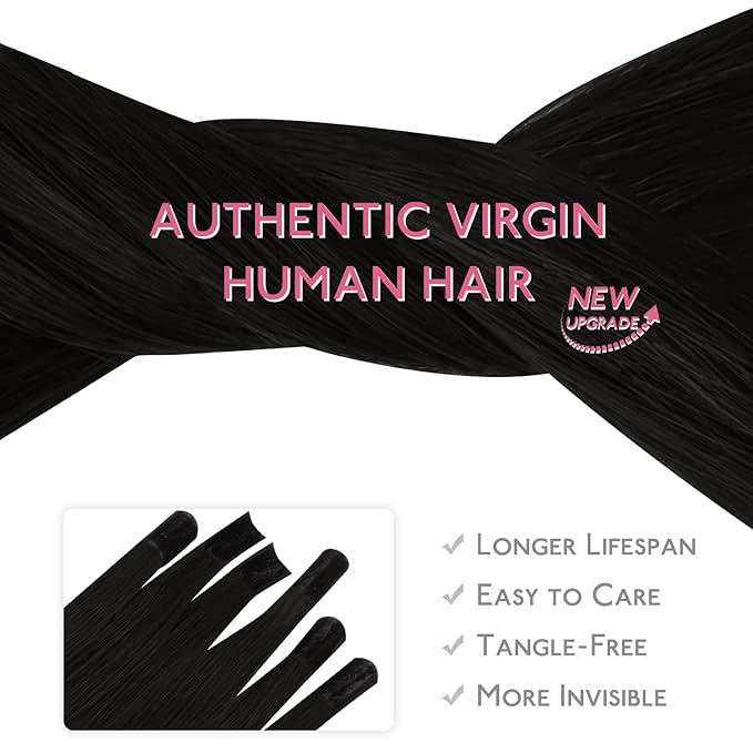 WENNALIFE U Tip Human Hair Extensions - 50g 50s 20 Inch Jet Black Remy Hair - Invisible Straight Keratin K Tip Real Human Hair