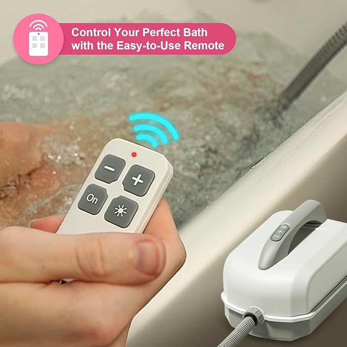 Portable Spa Bubble Bath Massager,Full Body Waterproof Spa Mat for Bathtub, 6-Speed Bubbles, Remote Control & Non-Slip Suction Cups for Home Relaxation Pink