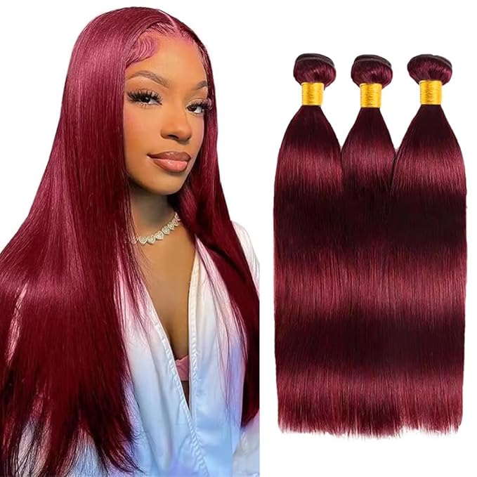 Burgundy Bundles Human Hair 99J Straight Bundles Red Human Hair Bundle 20 22 24 inch Burgundy Straight Bundle