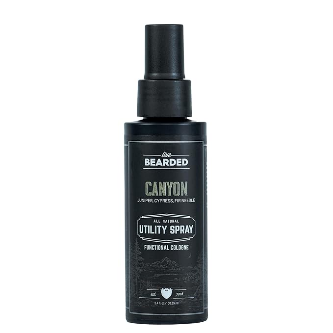 Live Bearded Utility Spray - All Purpose Cologne with Natural Fragrance - Made in the USA - 3.4 fl oz Bottle | Canyon Scent - Juniper, Cypress, Fir Needle