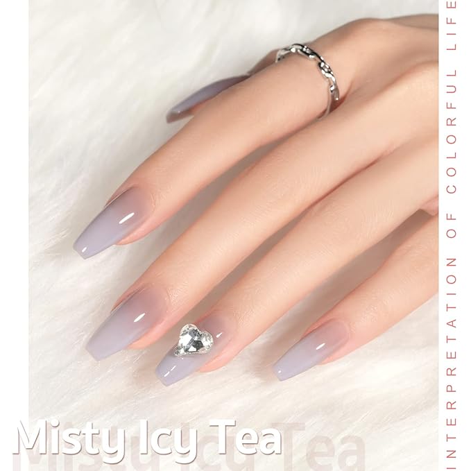 GAOY Jelly Nude Nail Polish Set, 6 Transparent Colors Sheer Brown Grey Soak Off UV Light Cure Gel Polish Kit for Salon and Nail Art DIY at Home