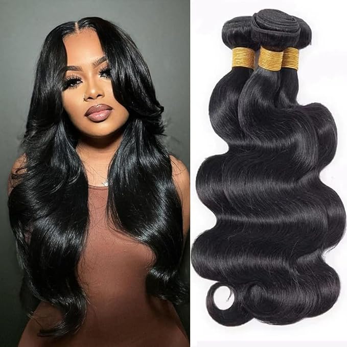Human Hair Bundles 16 18 20 Inch 12A Body Wave Bundles Huam Hair Extensions Natural Color 3 Packs Hair Weave