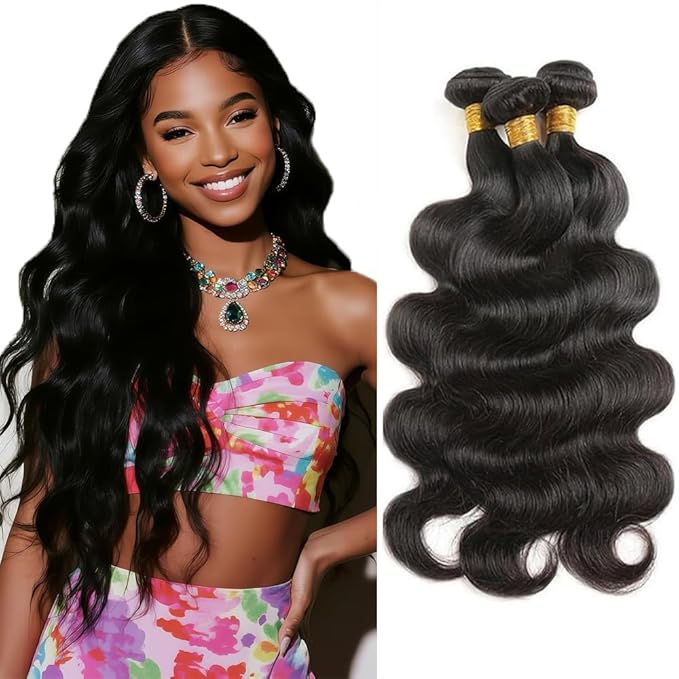 28 30 32 Inch Body Wave Bundles Human Hair Unprocessed Brazilian Virgin Hair Body Wave Weave Bundle Real Natural Black Human Hair Extensions 150g