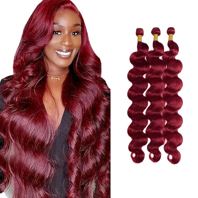 30 32 34 inch Burgundy Bundles 99j Body Wave Human Hair Bundles Red Human Hair Bundle Burgundy Body Wave Bundle 150g