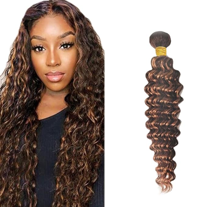 32 Inch P430 Bundle Human Hair Color 30 Deep Wave Bundles Brazilian Unprocessed Virgin Hair 1 Bundle Highlight Bundles Hair Extensions
