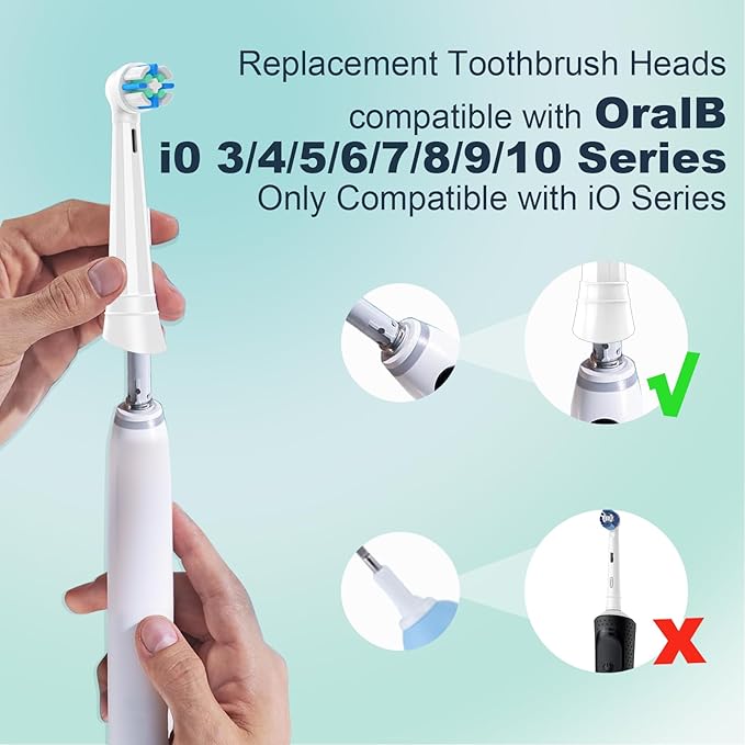 iO Replacement Heads Compatible with Oral B iO Electric Toothbrush,Compatible with Oral B iO Series 2/3/4/5/6/7/8/9/10,Premium Bristles for Deep Cleaning&Gentle Care,White,6PCS
