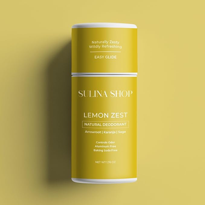 Lemon Zest - All Natural Deodorant for Woman, Aluminum-Free, Baking Soda-Free, 12-Hour Odor Protection, Clean Citrus Scent - For Women & Men, Gentle on Sensitive Skin