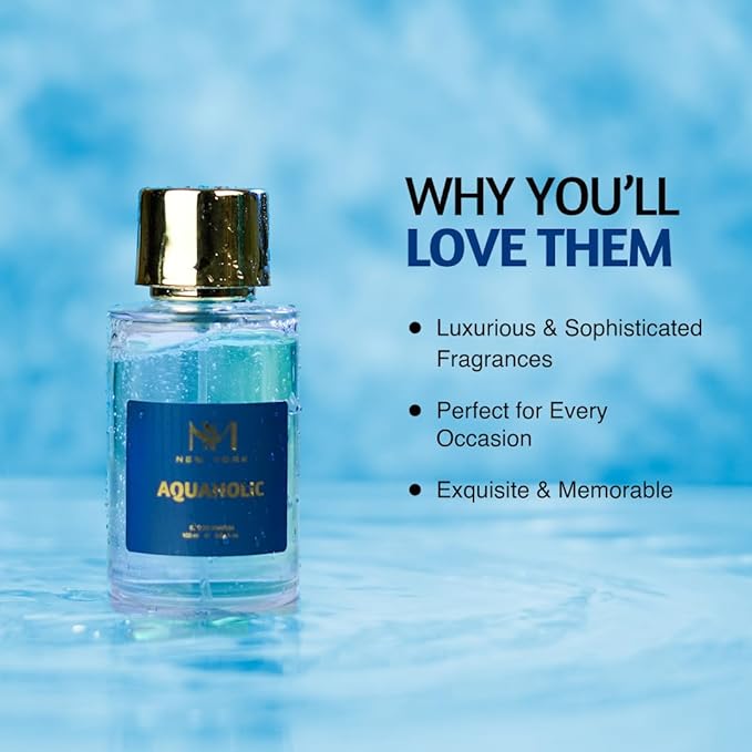 NOURISH MANTRA NM New York Aquaholic Luxury Perfume For Man and Women both-100 ml | Premium Long Lasting Fragrance Spray | With Aromatic Blend of Aquatic & Fresh Notes | Unisex Perfume