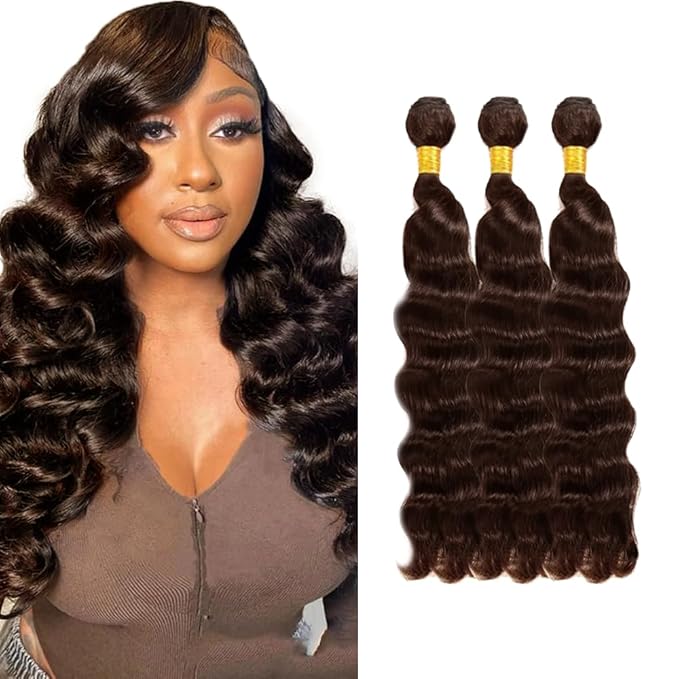 26 28 30 inch WuvuSnm #4 Human Hair Bundles Brown Loose Wave Bundles Human Hair Dark Brown Loose Deep Wave Bundle 150g