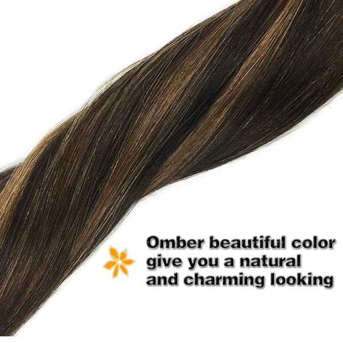 GOO GOO Clip in Hair Extensions Real Human Hair, Remy Human Hair Extensions Clip ins for Women, Natural Human Hair, 26inch 135g 7Pcs, 1B/6/1B Balayage Natural Black to Chestnut Brown
