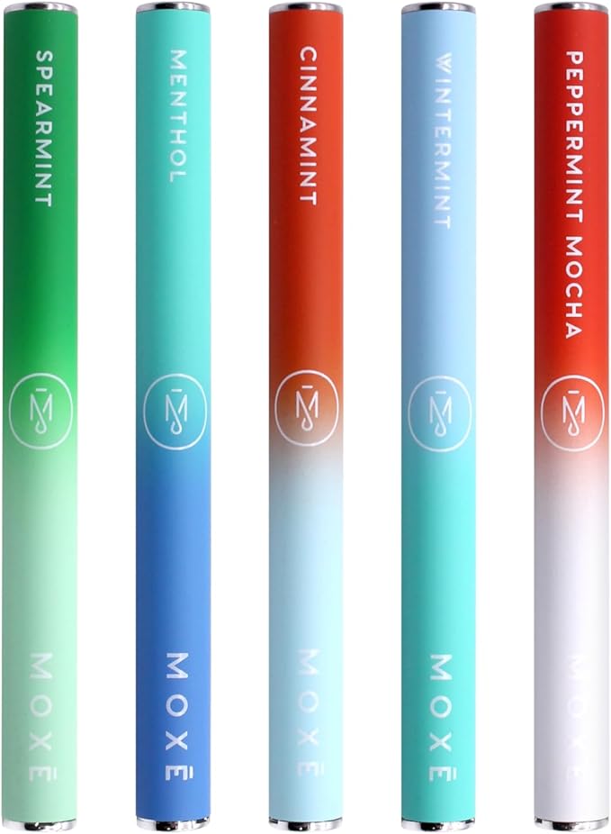 MOXE Natural Variety 5 Pack | Non-Electric Air Inhalers - Oral Fixation | Aromatherapy Scents for Relaxation & Focus | Menthol, Cinnamint, Peppermint Mocha, Wintermint