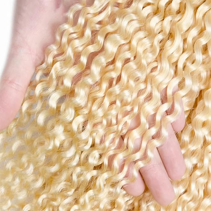 Blonde Hair Bundles 613 Curly Wave Human Hair Weave 8A Brazilian Virgin Hair 3 Bundles 26 28 30 Inch Blonde Kinky Curly Bundle Hair Weave