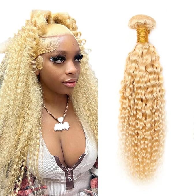 Blonde Curly Bundles Human Hair 613 Hair Bundles Brazilian Unprocessed Virgin Hair 1 Bundle 32 Inch 613 Curly Bundle