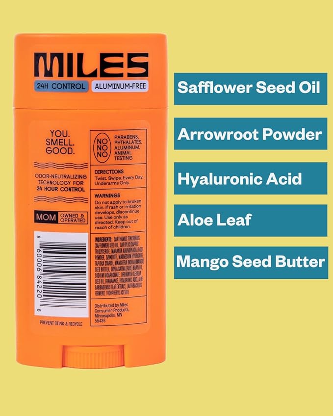 Miles Kids Deodorant for Boys and Girls - Aluminum Free Deodorant for Kids and Teens, Natural, Hypoallergenic, Made in USA - Fresh Scent, 1-Pack