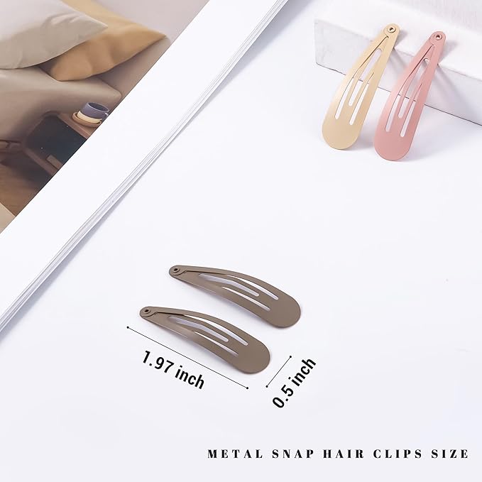 48 PCS Small Metal Barrettes For Women Non Slip Water Drop Snap Clips For Thick Thin Fine Hair Classic Accessories,Pink Blue Green,1.97 x 0.5 In