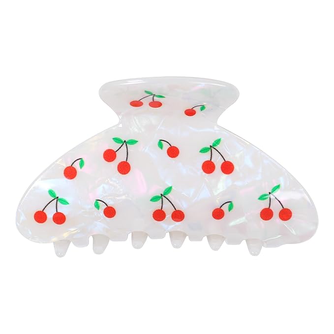 OWIIZI Cherry Hair Clips for Women 3.5" Durable Acetate Cute Hair Claw Clips Ponytail Barrette Strong Hold Acrylic Hair Accessories for Girls Long Thick Hair
