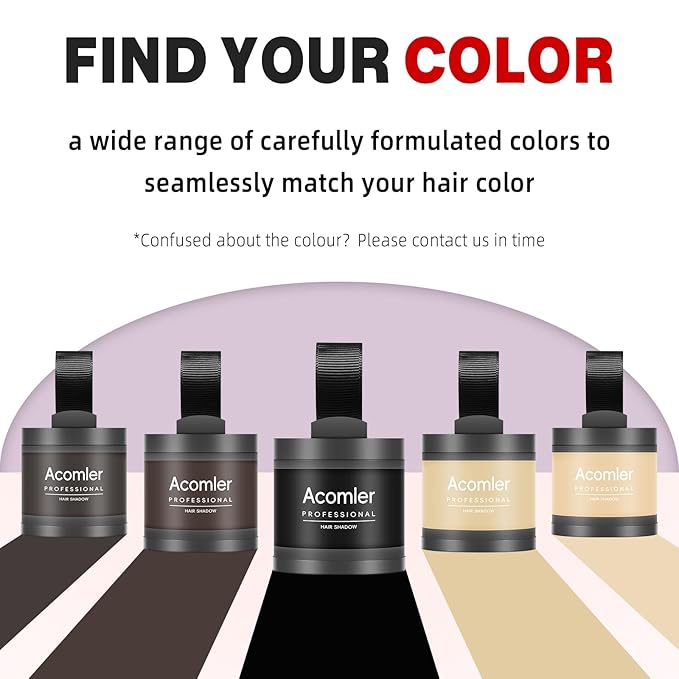 Acomler Instantly Root Cover Up Hairline Shadow Powder, Root Touch Up Hair Color 0.35 Ounce for Thinning Hair, Grey Hair Coverage, Hair Powder for Women Men, Beard Line, Bald Spots (Medium Brown)