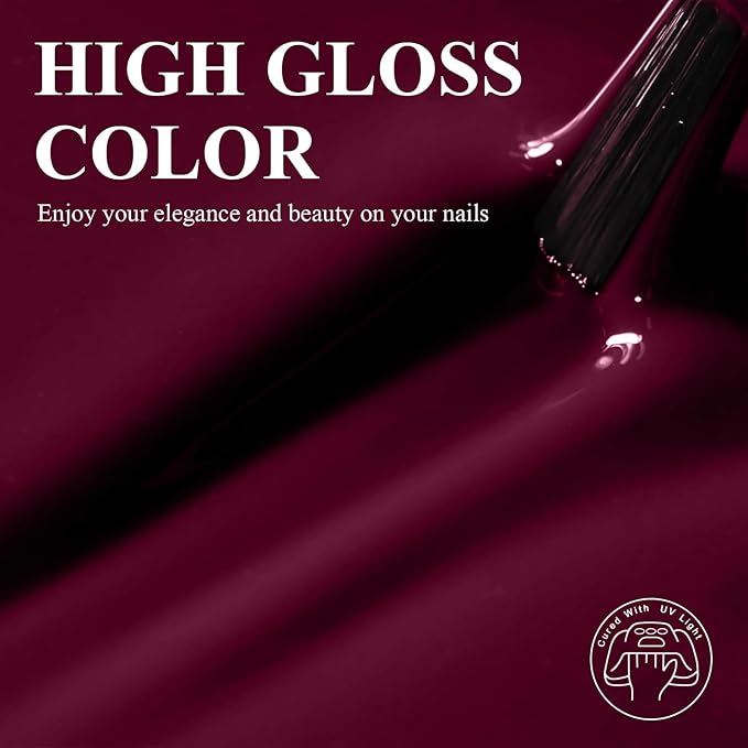 Imtiti Dark Red Gel Polish, UV LED Soak Off Deep Maroon Red Burgundy Gel Nail Polish, Long Lasting 28 Days, Salon Quality DIY Manicure at Home(10ml-1907)