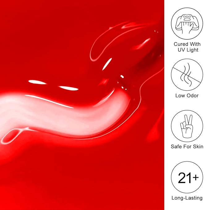 Imtiti Red Jelly Gel Nail Polish, Sheer Translucent UV Gel Polish for Nail Art Soak off UV Led 10ML