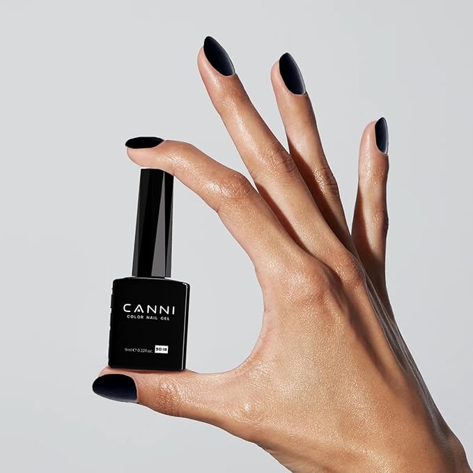 CANNI Black Gel Nail Polish, 1Pcs Pure Black Gel Polish Color High Gloss Soak Off U V Nail Manicure Salon DIY