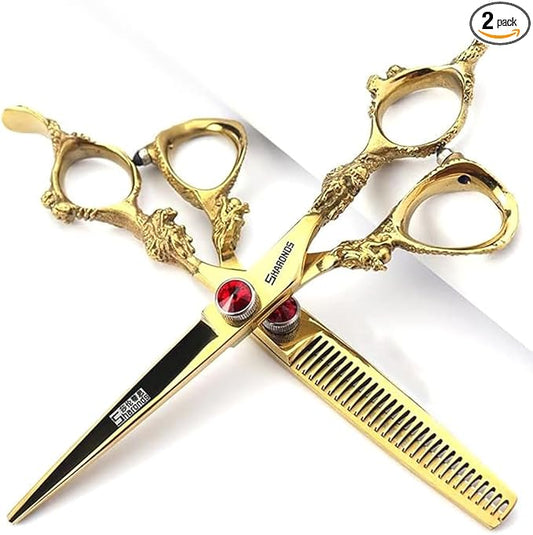 6 Inch Professional Hairdressing Scissors Set, Hair Clipper/Family Stainless Steel Hair Clipper (6 Inch Gold Set)