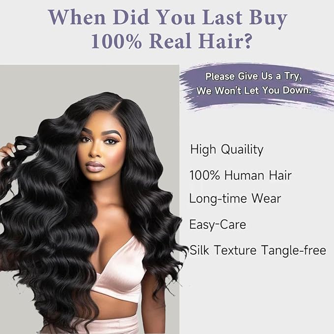 13x6 Lace Front Wigs Human Hair Pre Plucked 200% Density Body Wave HD Transparent Lace Frontal Wigs For Women Natural Color Glueless Wigs with Baby Hair 26 Inch