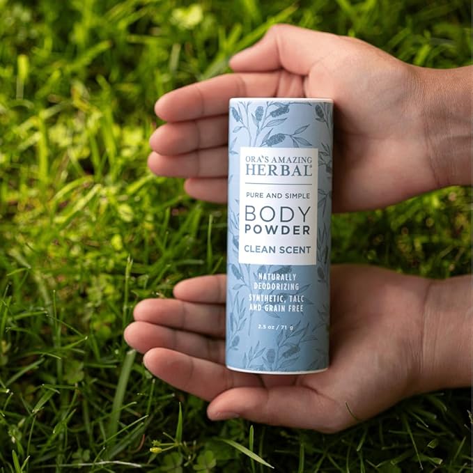 Ora's Amazing Herbal Body Powder for Men and Women, Dusting, Foot Powder, Talc Free, Cornstarch Free, Clean Scent with Essential oils of Lemongrass, Eucalyptus and Spearmint