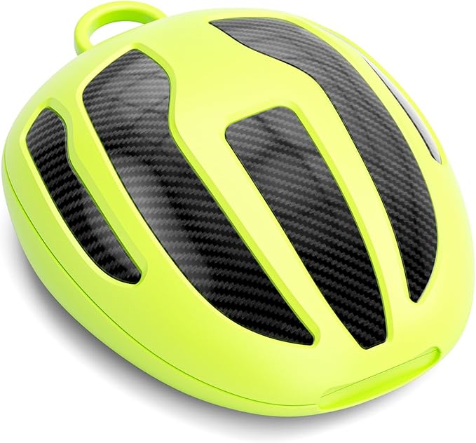 BVN Mouthguard Case Sports, Adult & Youth Sizes Universal Storage for Mouthguard, with Silicone Lanyard, Green+Carbon Fiber Coating.