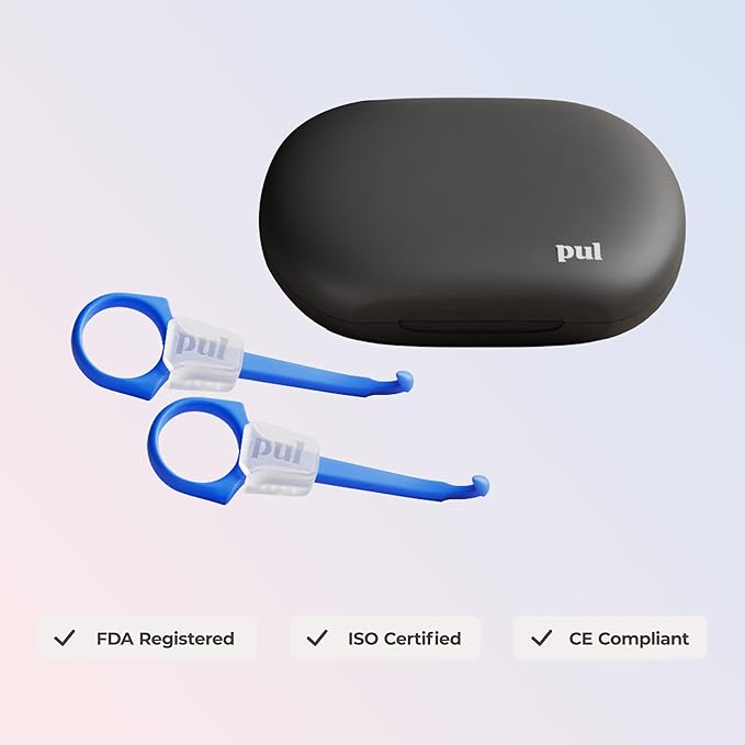 PUL Aligner Care Convenience Kit – Case + 2-in-1 Tool for Invisalign, Retainers, Partial Dentures, Mouth & Night Guards & More – Purple Case & 2-Pack of Purple Aligner Seating Chewie & Removal Tool