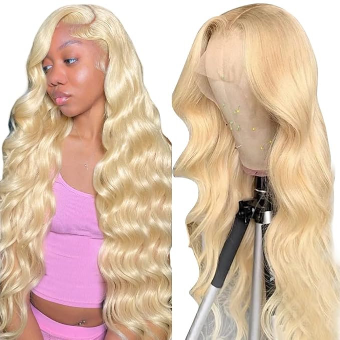 30 Inch 613 13x6 Lace Front Wig Human Hair 200% Density Blonde Wig Human Hair 13x6 HD Body Wave Lace Front Wigs Human Hair Pre Plucked Free Part 613 HD Lace Frontal Wig for Women