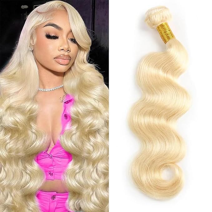 613 Bundles Human Hair 1 Bundles Blonde Body Wave Human Hair 100% Unprocessed 14A Grade Brazilian Virgin Raw Weave Bundles Human hair 12 Inch Blonde Bundles Human Hair Extensions for Women