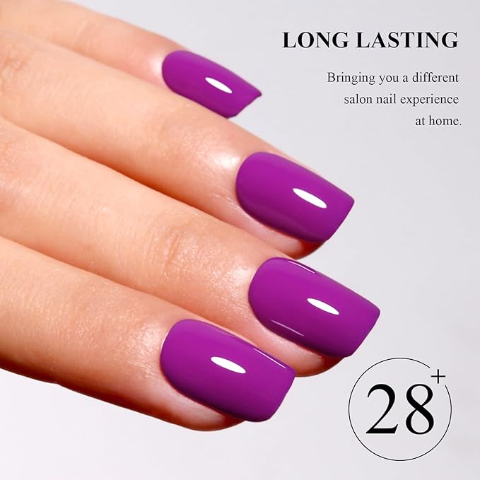 Imtiti Neon Purple Gel Nail Polish for Nail Art, Long Lasting Midnight Purple UV LED Gel Polish, Professional Salon Quality DIY at Home Manicure Set, 0.34 Fl Oz (10ml)-1916