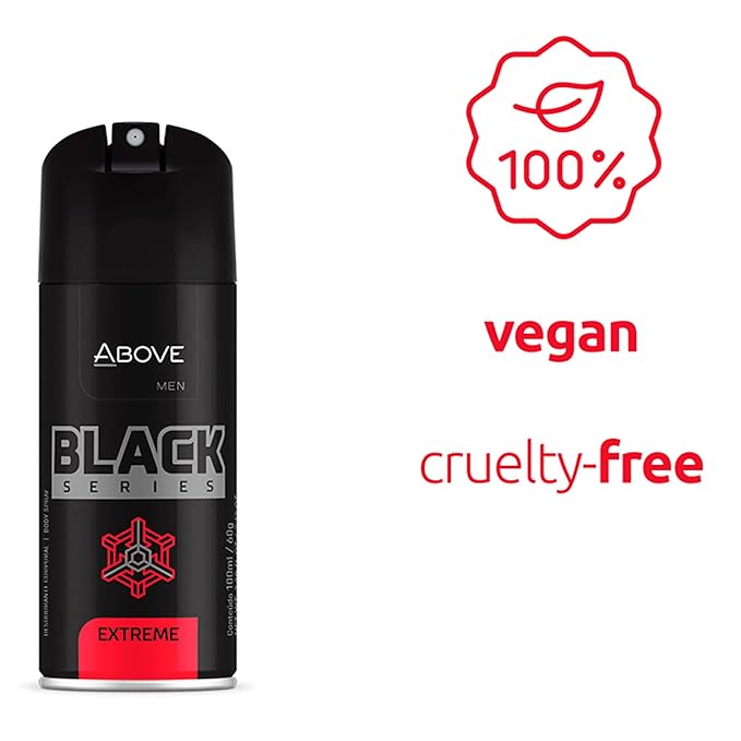 ABOVE Black Series Body Spray, Extreme, 2.12 oz - Deodorant - Woody Fragrance - Masks Perspiration Odors - Long-Lasting Dry Spray - Cruelty-Free