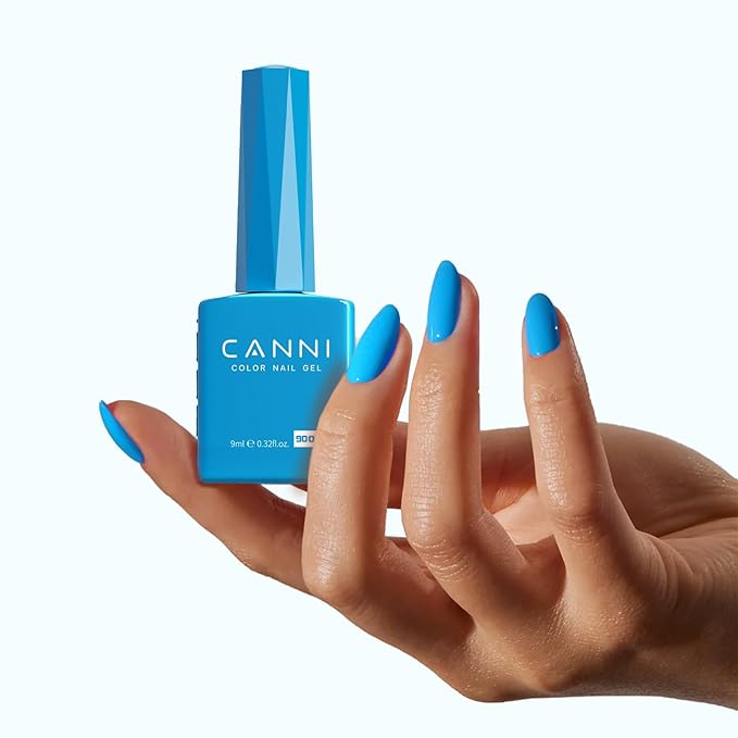 CANNI Blue Gel Nail Polish, 1Pcs Bright Blue Gel Polish Color High Gloss Soak Off U V Nail Manicure Salon DIY