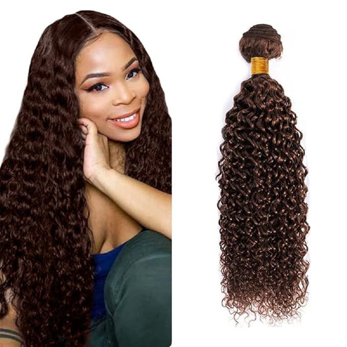 Brown Bundles Color 4 Kinky Curly Bundles 20 inch Light Brown Human Hair Bundle #4 Wet and Wavy Bundle