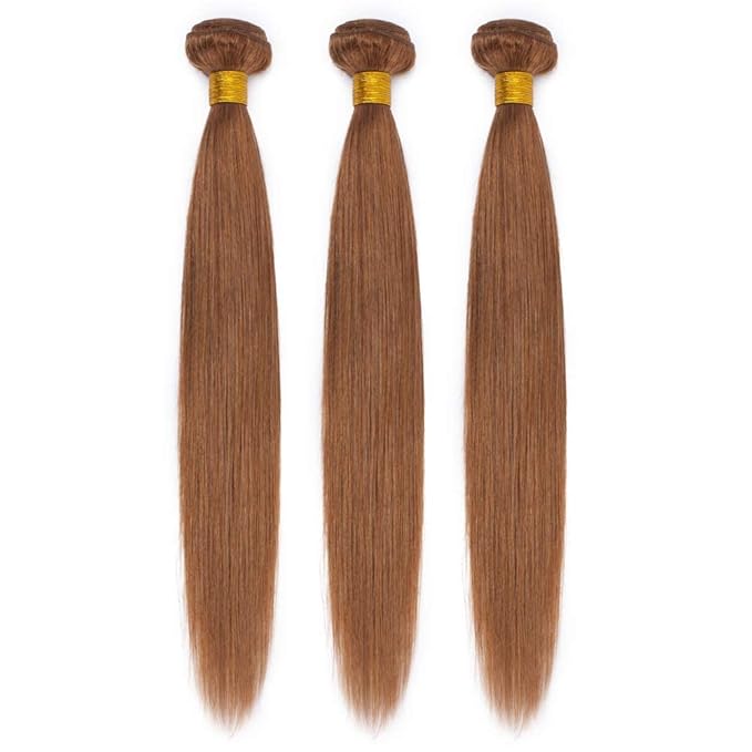 Hairro Sew in Hair Extensions Real Human Hair, 100g/bundle Weave Weft for Women Adding Volume and Length, for DIY Beauty Dating Party, 20 Inch One Bundle Straight #30 Auburn