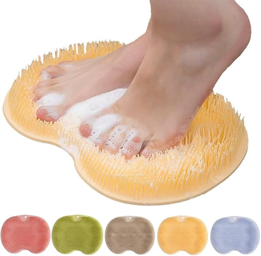 Foot Back Cleaning Pad, 2024 Upgrade Shower Foot Scrubber Mat Slip Suction Cups Foot Scrubber, Shower Foot Scrubber Mat Back Washer for Men and Women (Yellow)
