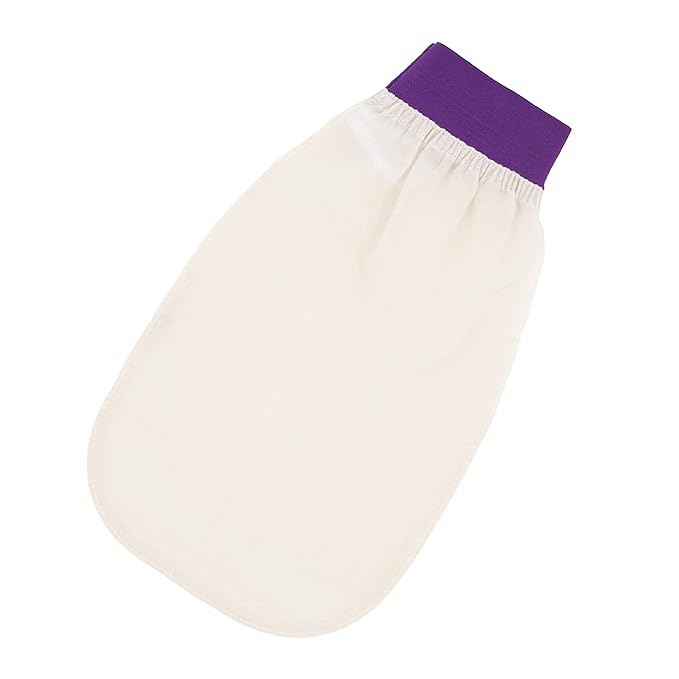 Feel Fine Turkish Exfoliating Mitt – 100% Raw Silk Hammam Kese Glove for Men & Women | Handcrafted Turkish Skin Peeling Scrubber Bath & Sauna Exfoliator (Purple)