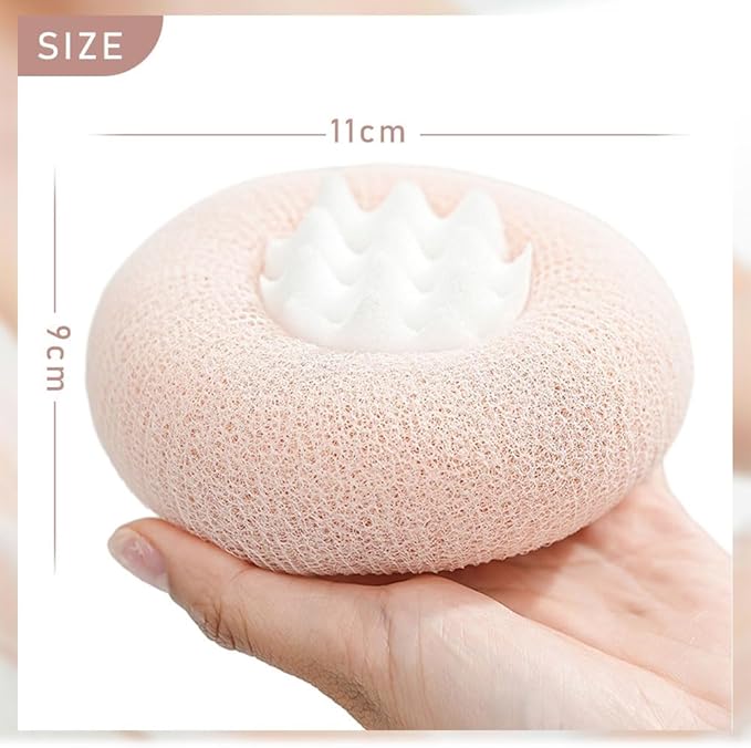 Super Soft Sunflower Suction Cup Bath Ball, 2025 Upgrade 2 in 1 Sunflower Bath Ball, Exfoliating Bath Sponge Cleaning Brush Bath Sponge Brush with Suction Cup for Men and Women (Apricot+ Beige)