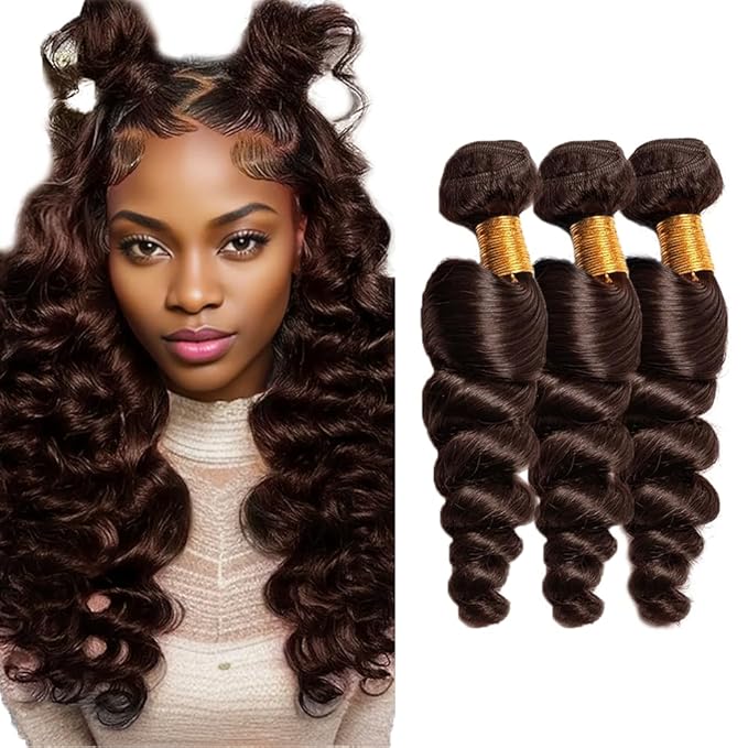 Brown Bundles Human Hair #4 Loose Wave Bundles Human Hair 12 14 16 inch Brown Loose Deep Wave Bundle 300g