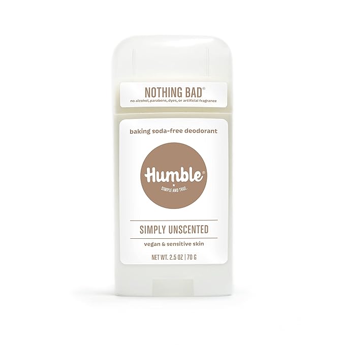 HUMBLE BRANDS Aluminum-Free Deodorant, Vegan and Cruelty- free, Formulated for Sensitive Skin, Simply Unscented, 2.5 Ounce (Pack of 1)
