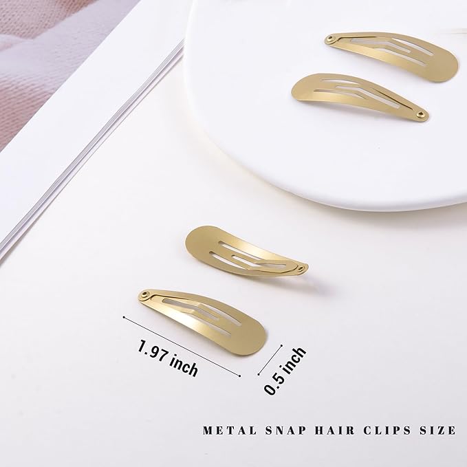 48 PCS Small Metal Barrettes For Women Non Slip Water Drop Snap Clips For Thick Thin Fine Hair Classic Accessories,Gold,1.97 x 0.5 In