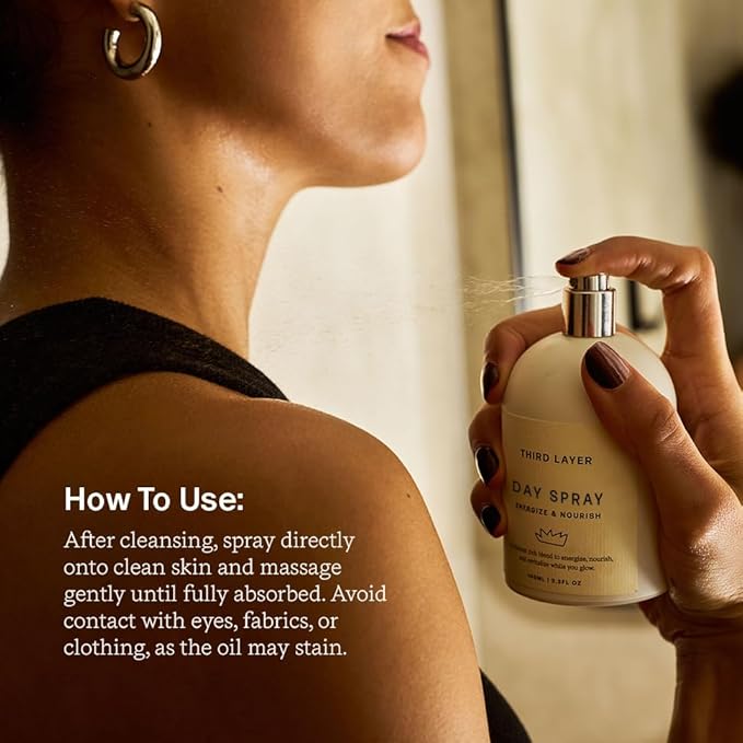 Day Spray – Fast Absorbing Body Oil with Jojoba, Moringa & Green Coffee – Free from Alcohol, Parabens & Synthetic Fragrance – 3.3 fl oz