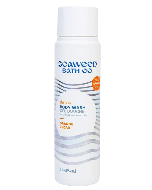 Seaweed Bath Co. Detox Body Wash - Orange Cedar - Hydrating Foaming Cleanser with Refreshing Natural Ingredients - Vegan, Paraben and Sulfate Free Shower Gel for Women and Men - 12 oz